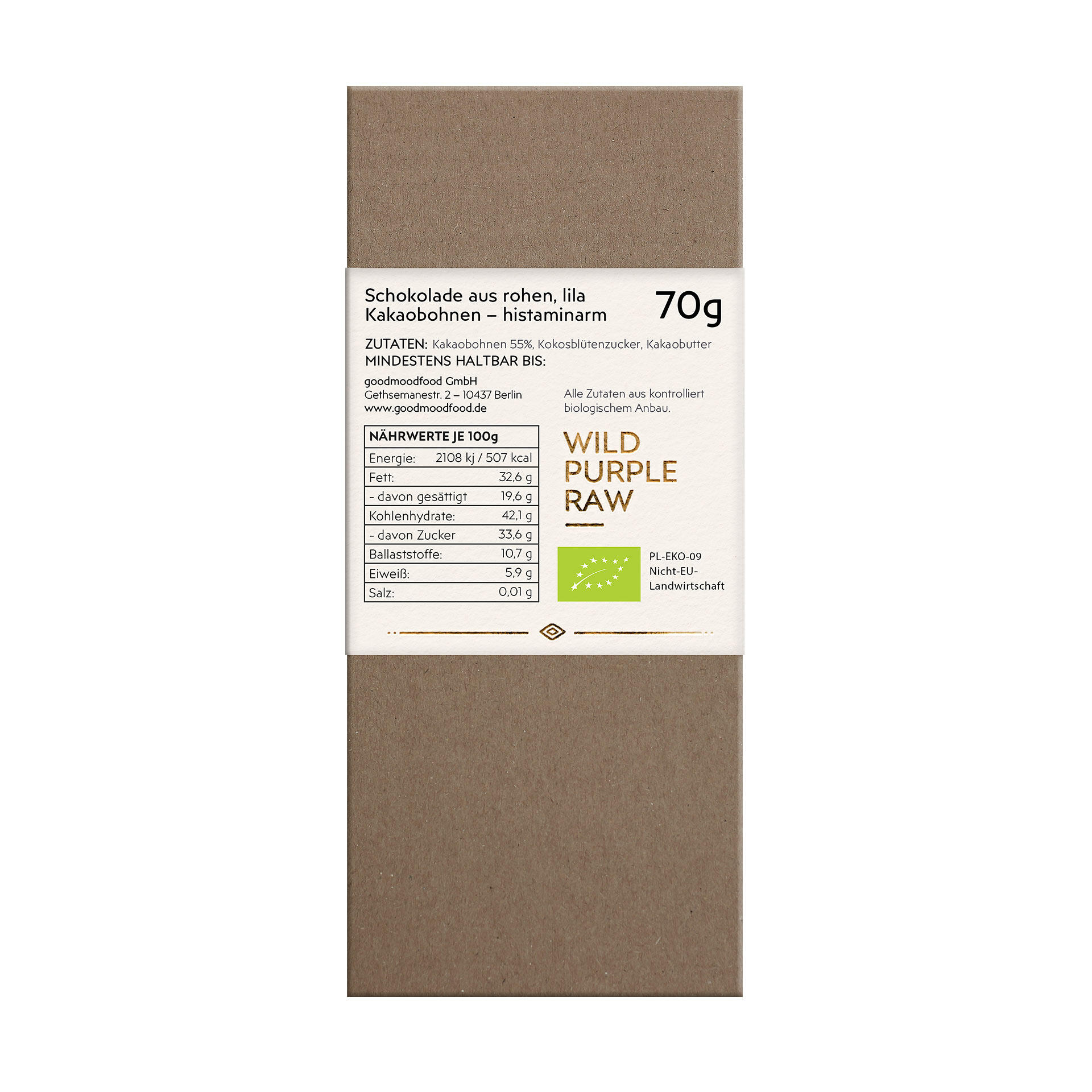 The Wholy Bean! Chocolate Bar, bio 70 g The Wholy Bean! Chocolate Bar, bio 70 g