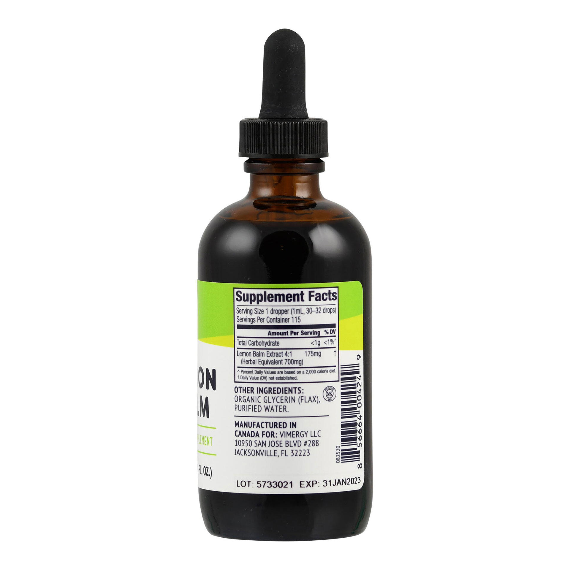 Vimergy Zitronenmelisse (Lemon Balm) 10:1 flüssig, 115 ml