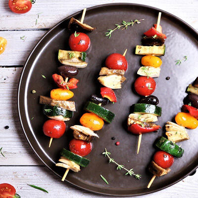 Rohkost-Rezept: Gemüseschaschlik Mediterrane Art