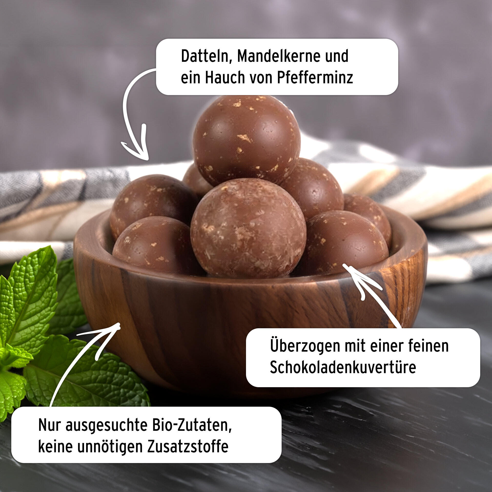 Vegan Choco Bites chocolate mint, organic 500 g