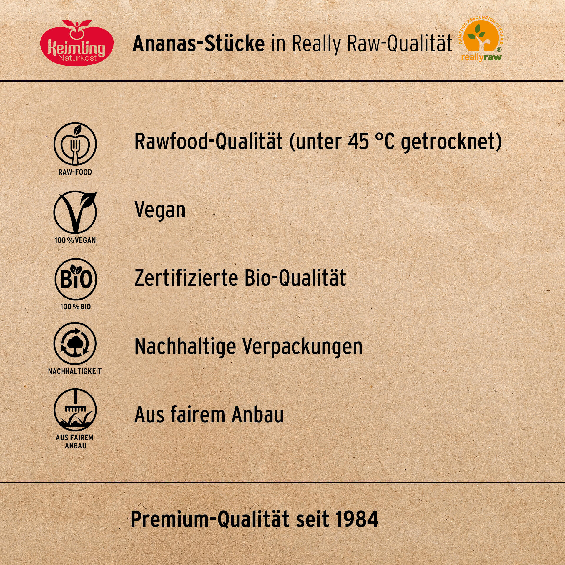 Ananas-Stücke First Class, bio 200 g Ananas-Stücke First Class, bio 200 g