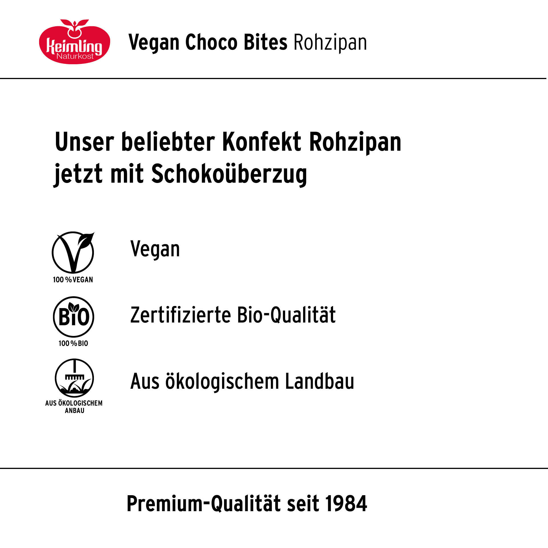 Vegan Choco Bites Rohzipan, bio 200 g