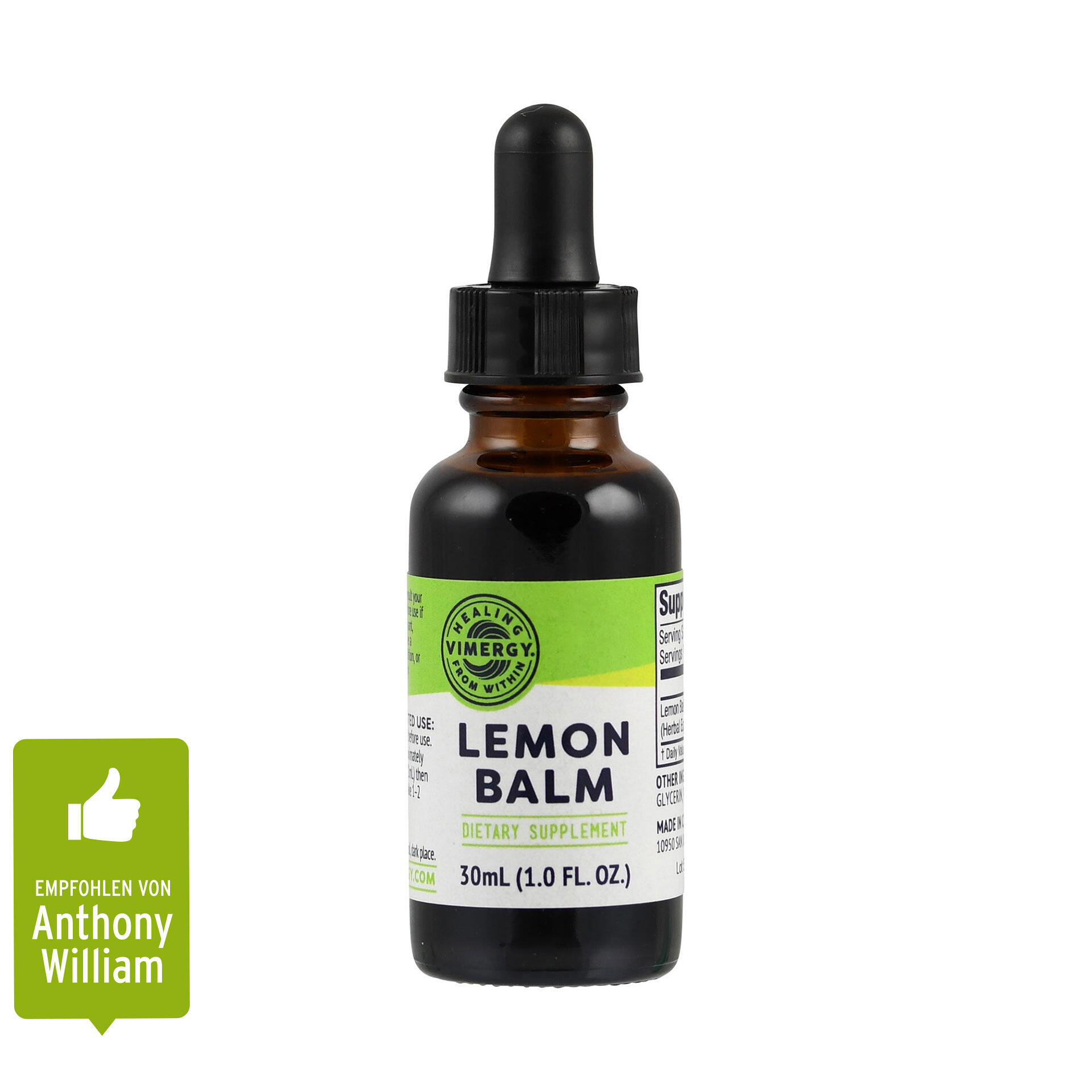 Vimergy Zitronenmelisse (Lemon Balm) 10:1 flüssig, 30 ml