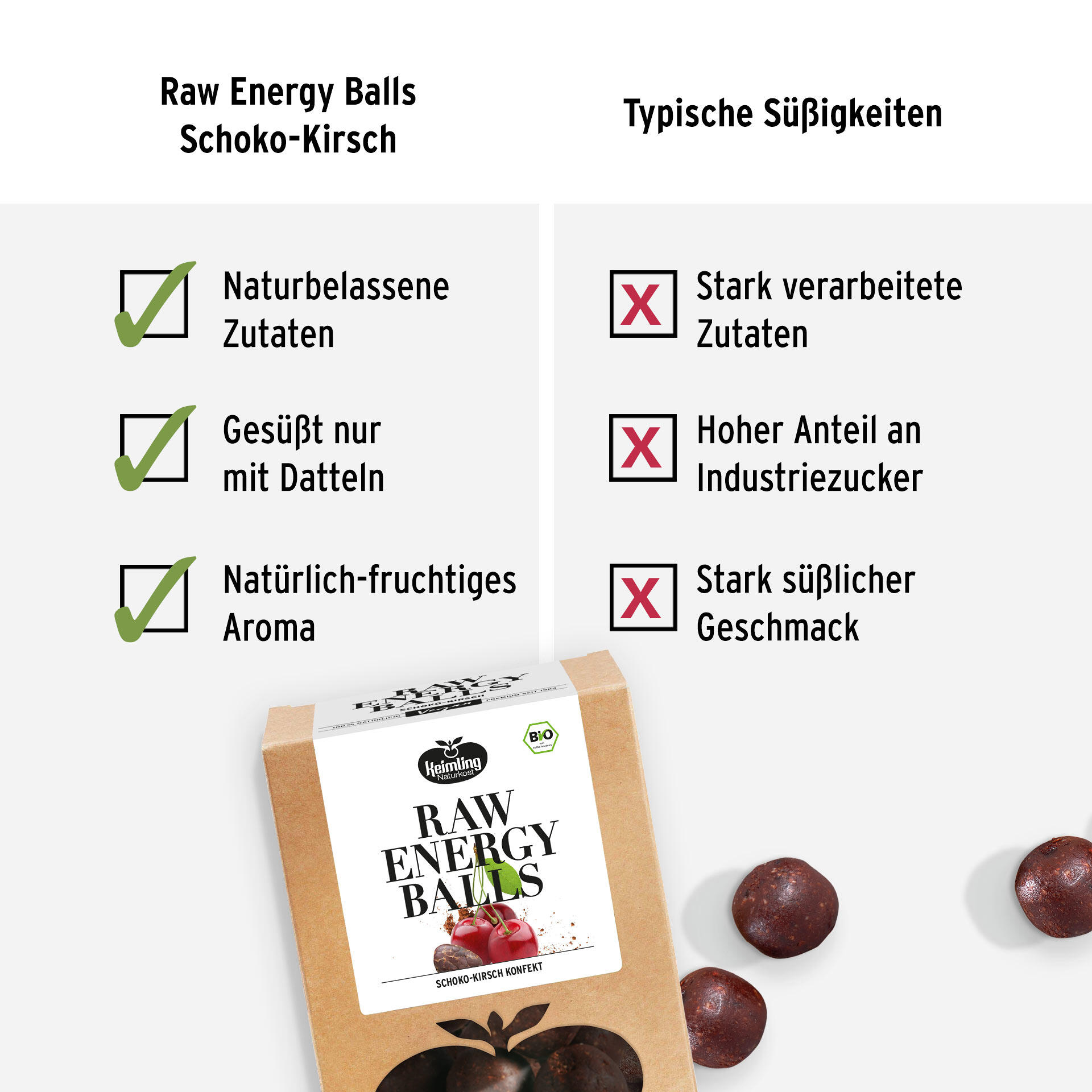 Raw Energy Balls Schoko-Kirsch, bio 200 g