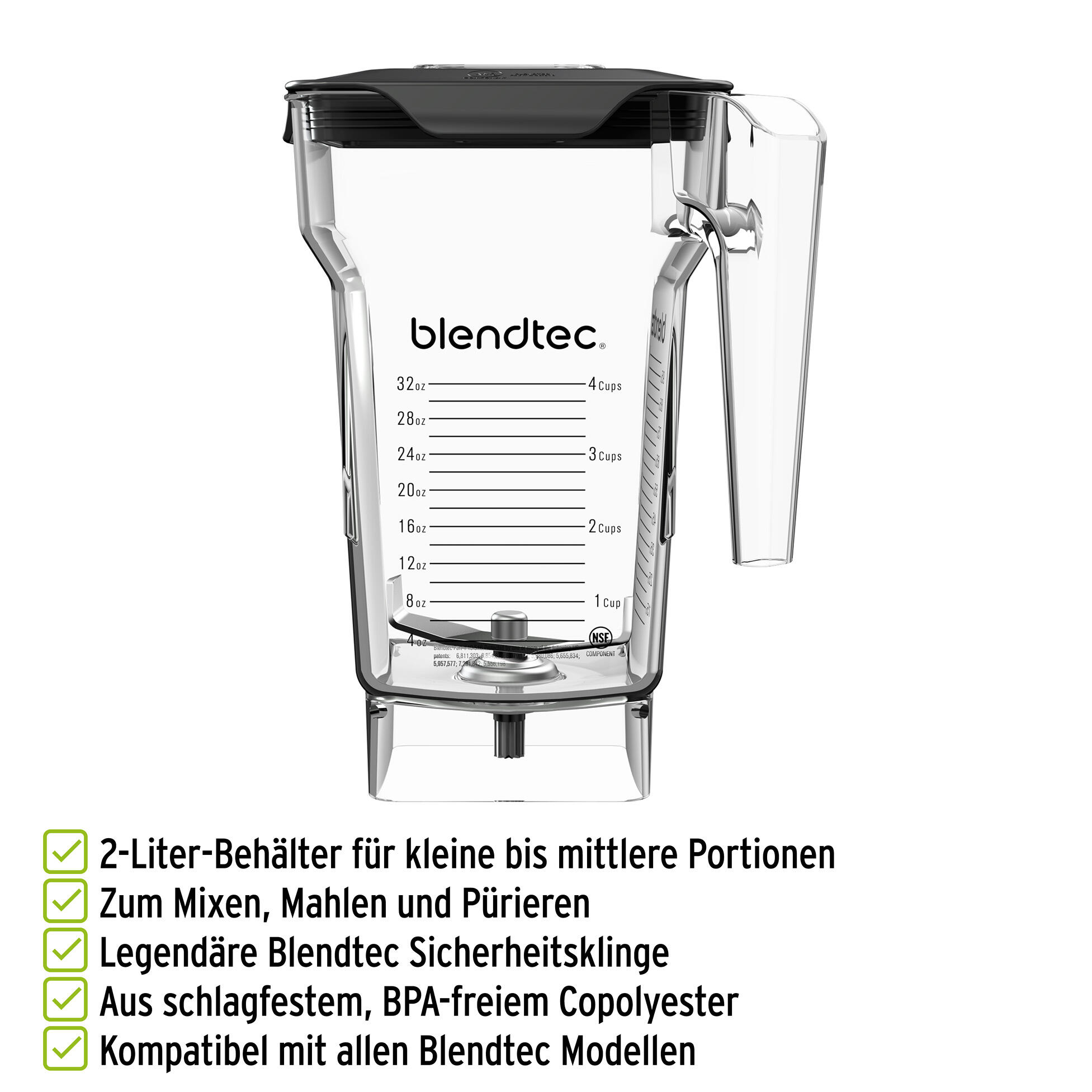 Blendtec FourSide 2-L-Mixbehaelter kompatibel mit allen Blendtec Modellen Blendtec FourSide 2-L-Mixbehaelter kompatibel mit allen Blendtec Modellen