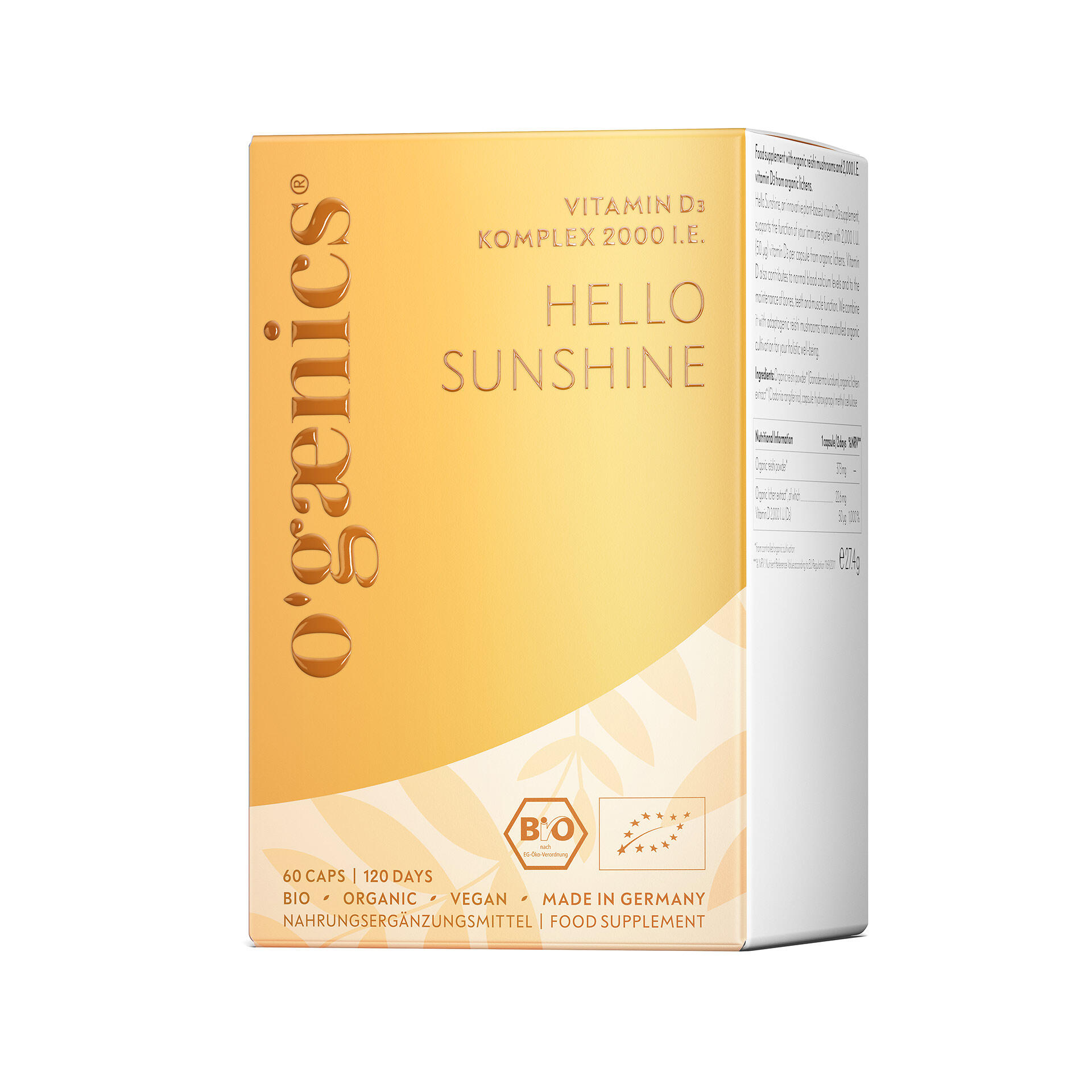 Ogaenics HELLO SUNSHINE Vitamin D3 Komplex, bio 60 Kapseln