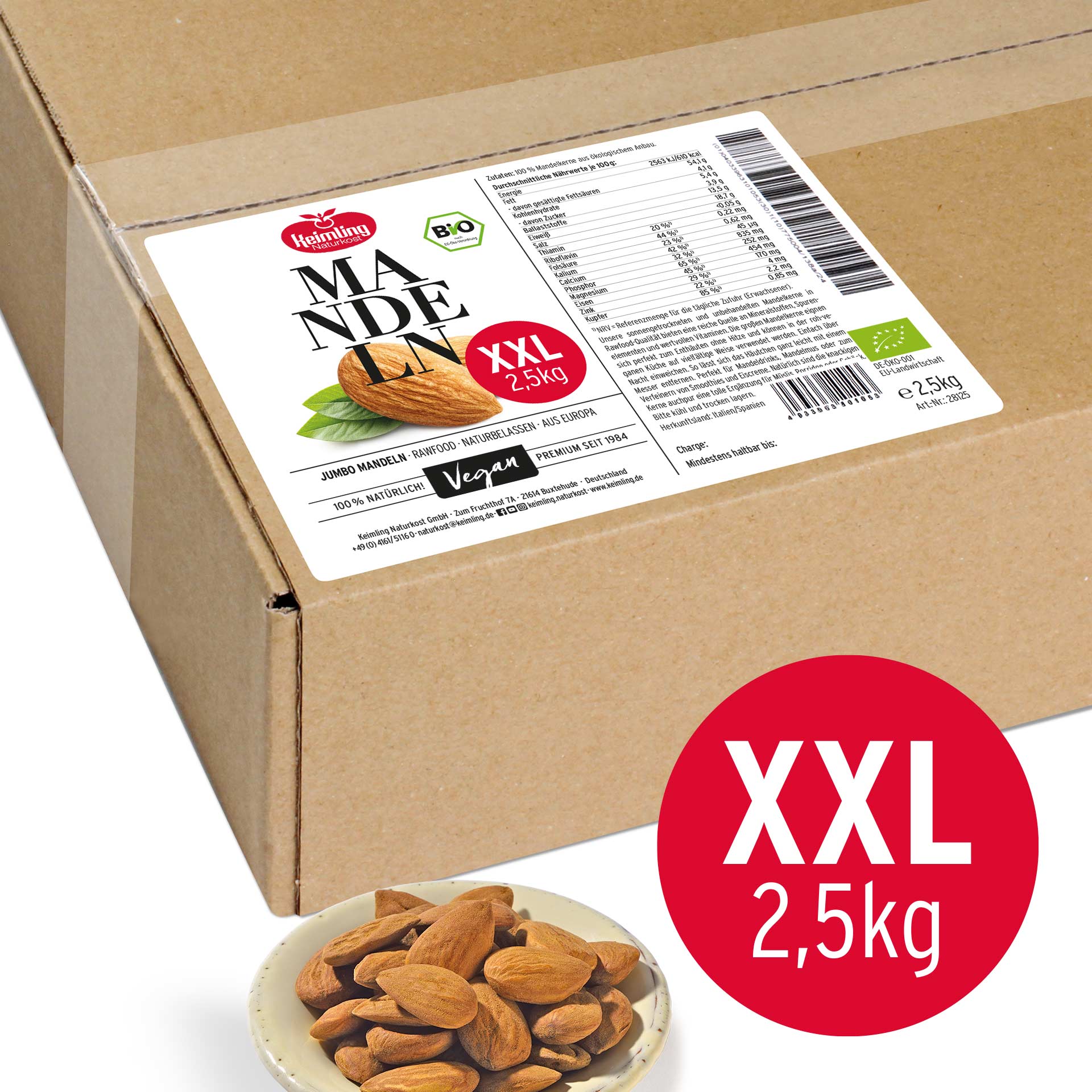 Mandelkerne Jumbo, bio 2.5 kg Mandelkerne Jumbo, bio 2.5 kg